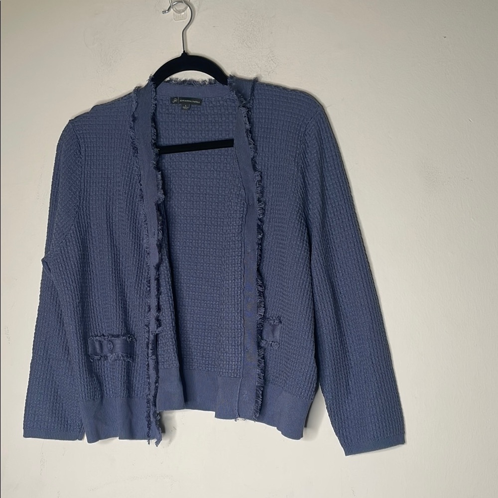 Adrianna Papell Blue Cardigan with Ruffled Trim​
